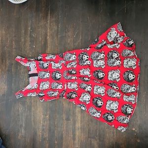 Red Modcloth Retrolicious Retro Faces Dress, size large